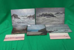 Group of seven seaside scenes by E Watso