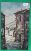 Oil on board of spanish houses by Hector