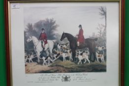 Print of Huntsmen and Hounds by RB Davis