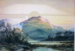 A pair of lithograph prints of mountain