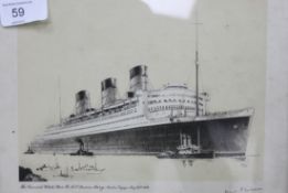 Print of the Queen Mary framed and glaze