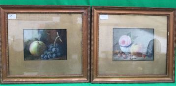 A pair of oil on board paintings of frui