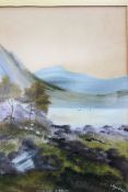 Water colour of Dinas Lake North Wales b