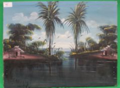 Oil on canvas of Tropical Scenes by Jima