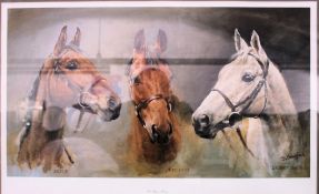 Lithograph print of 3 horses by S.L Craw