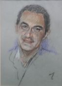Crayon sketch portrait of a man signed H