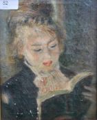 Oil on canvas Titled Girl Reading by Ren