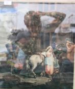 Lithograph print of Maidens at work by G