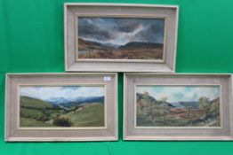 Three oil on canvas countryside views by