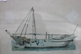 Water colour of Dubai Creek Ship by Newi