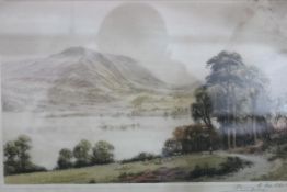 Water colour of a mountain scene by Henr