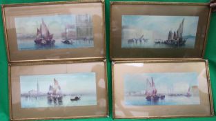 Four Water Colours of boats signed H18 W