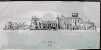 Print of Clifton College in black and wh