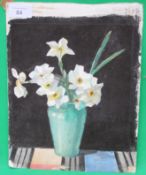 Water colour of flowers in vase by Audre