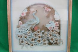 Peacock painted on glass signed by artis