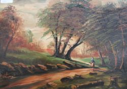 Oil on canvas of a evening stroll in the