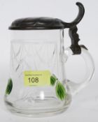 An art deco continental cut glass stein,