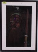 A framed and glazed pastel portrait stud