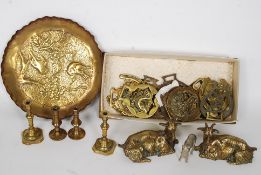 A collection of vintage brass to include