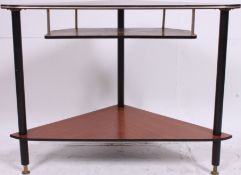 A vintage retro corner teak wood veneer