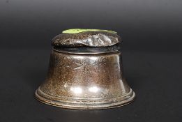 A hallmarked silver lidded inkwell pot,
