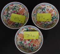3 Chinese miniature famille rose handpai