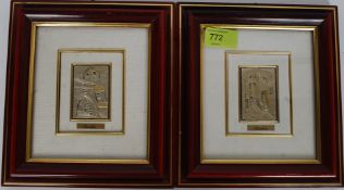 A framed and glazed pair of stamped 935