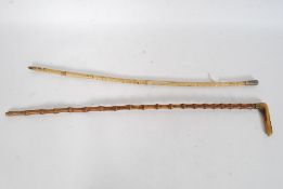 A vintage painted cane Swagger stick hav