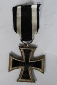 WWI First World War Iron Cross medal, 'W' 1914 dated to one side, and FA 1813 to the other.