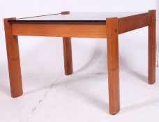 A retro 1970's Norwegian teak and smoked glass occasional coffee table by Ekornes ( amigo pattern )