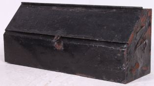 A vintage military gun case / tool box containing vintage tools having a later applied black paint