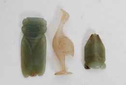 2 Chinese archaic jade carvings in the form of insects together with a hardstone Chinese carving of