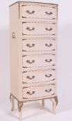 A good quality Louis 15th French shabby chic style semainier upright tall pedestal chest of drawers.