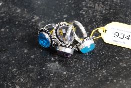 Turquoise blue glass biscuit barrel, enamelled with storks,