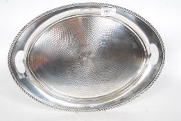 A good quality machined silver plate salver by Elkington Plate with notation for Maison Lyon