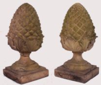 A Pair of Stone architectural salvage large pineapple finials taken from the Hanham Methodists