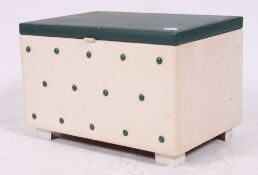 A retro green and cream vinyl button back blanket / window box H38 W58 D38cm