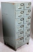 A vintage 20th century large wooden shabby chic painted Industrial office pedestal filing cabinet /