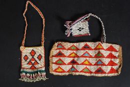 A group of African tribal beadwork to include childs necklace and panel ( see illustrations )