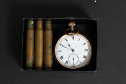 An Edwardian gentlemans pocket watch inscribed to verso 2nd Batallion Rifle Brigade Rifle Meeting