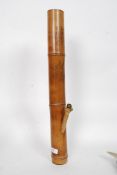 A Chinese Bamboo bong with chase decoration and character marks to the pipe H66cm