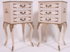 A good quality Louis 15th French shabby chic style pair of bedside chests / cabinets.