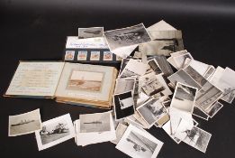 A collection of black and white photographs of ships taken in the early 20th century along with a