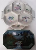 A poole pottery large sectional hor d'oeuvre serving dish together with a hand painted Royal