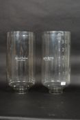 2 vintage large glass Alfa Laval Industrial dairy measures jars bearing etched white notation to