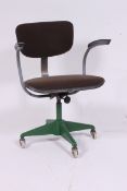 A mid 20th century Industrial office metal swivel chair.