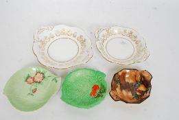 2 vintage ceramic Coalport ' Allegro ' pattern gilt pattern dishes together with Carltonware