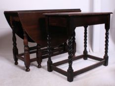 A good quality country oak drop leaf / gate leg dining table together with a 1920's barley twist