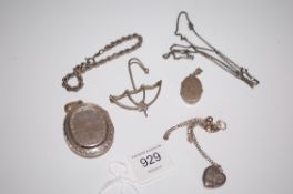 Assorted collection silver and white metal lockets.