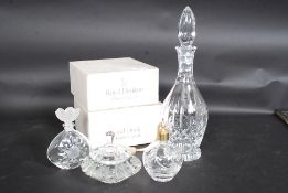 A collection of assorted glassware to include 2x boxed Royal Doulton sets, decanter,